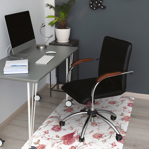 Office chair floor protector red birds