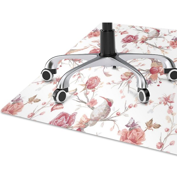 Office chair floor protector red birds