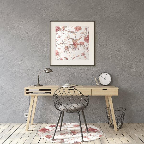 Office chair floor protector red birds