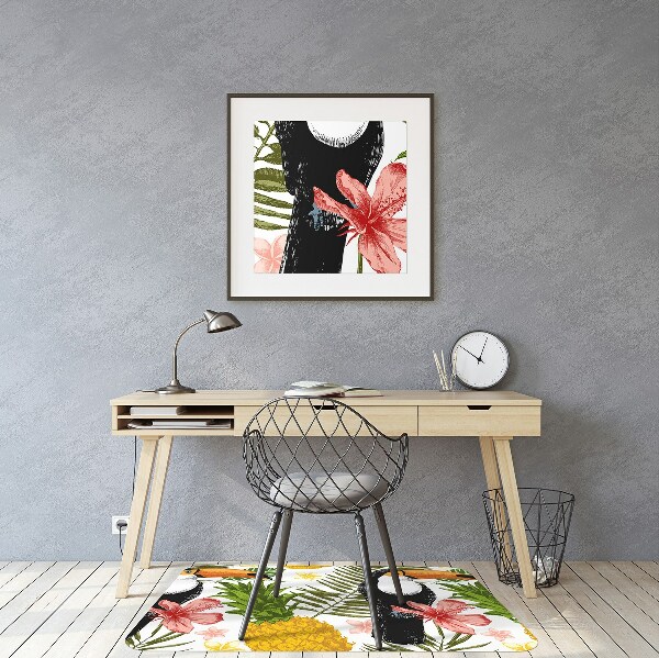 Office chair floor protector Toucan and Pineapple
