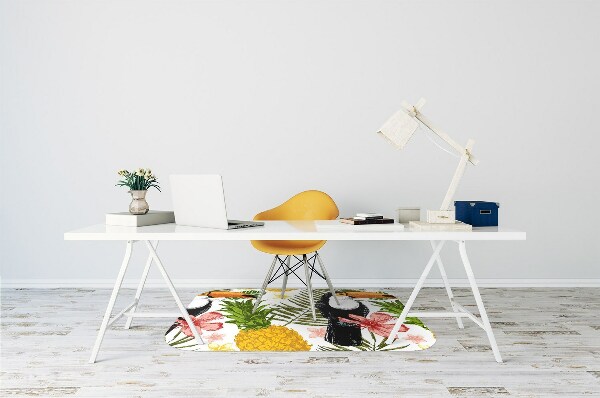 Office chair floor protector Toucan and Pineapple