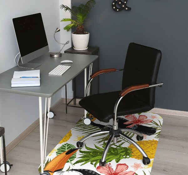 Office chair floor protector Toucan and Pineapple