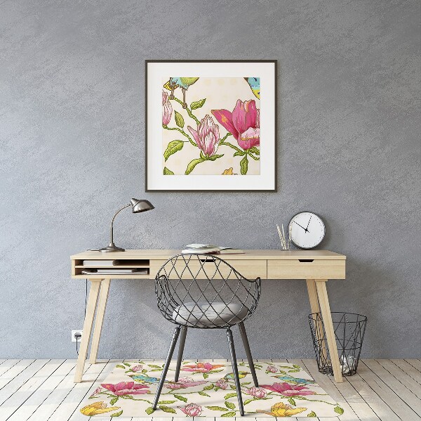Office chair floor protector Flowers and Birds