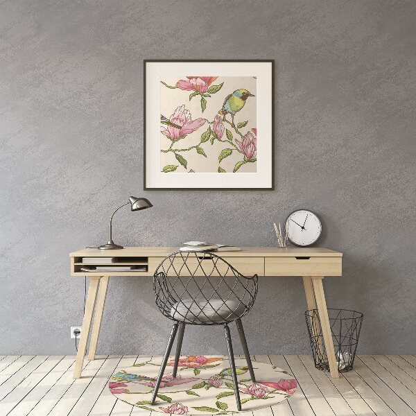 Office chair floor protector Flowers and Birds