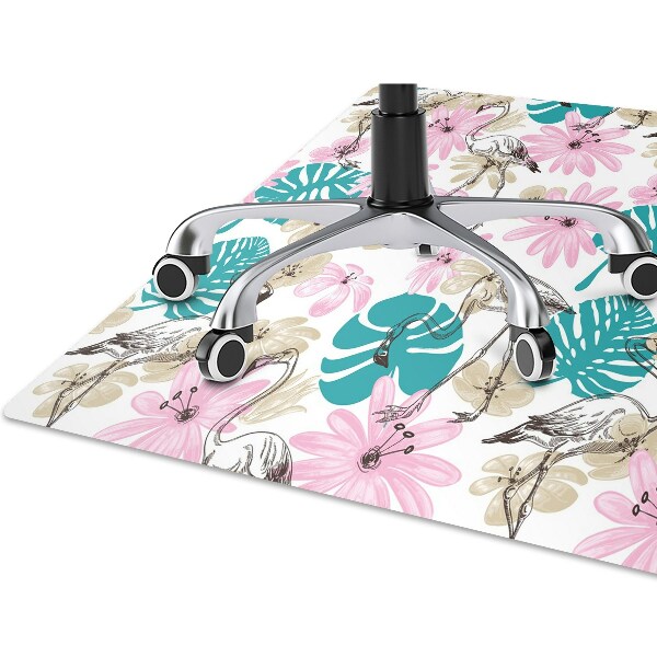 Office chair mat painted flamingos