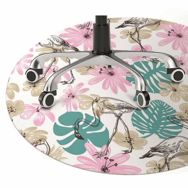Office chair mat painted flamingos