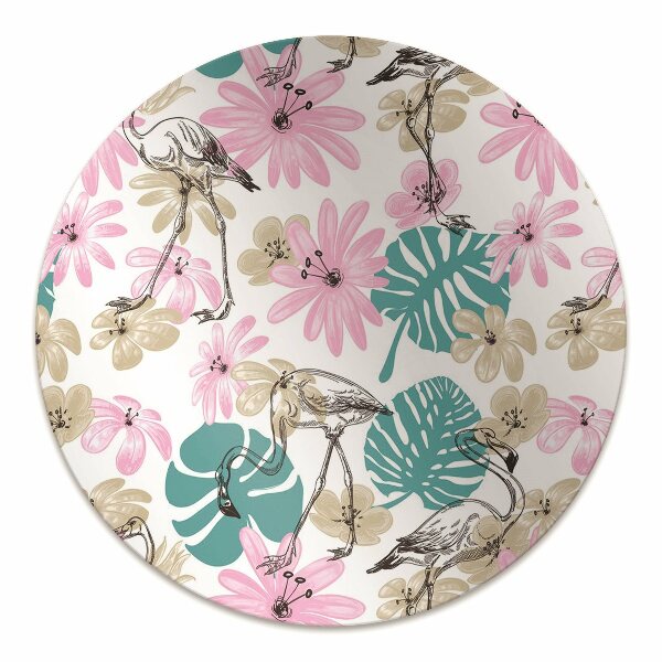 Office chair mat painted flamingos