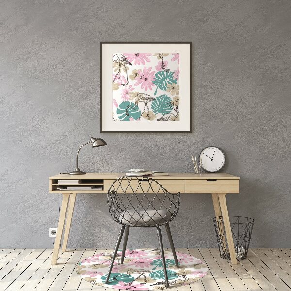 Office chair mat painted flamingos