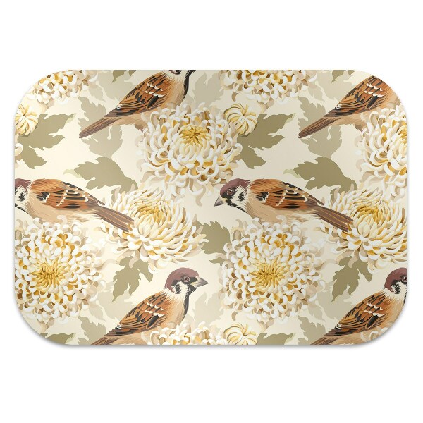 Desk chair mat golden birds