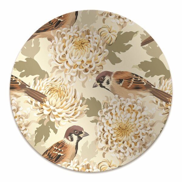 Desk chair mat golden birds