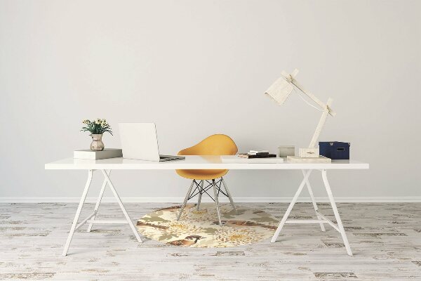 Desk chair mat golden birds
