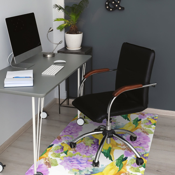 Computer chair mat yellow parrot