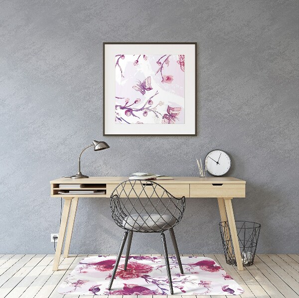 Office chair mat purple birds
