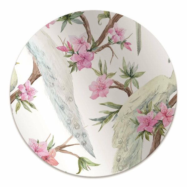 Desk chair mat white peacocks
