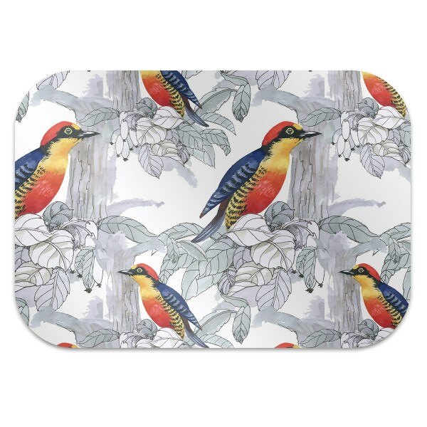 Office chair floor protector painted birds
