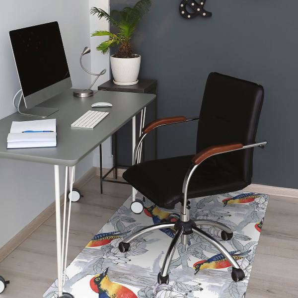 Office chair floor protector painted birds