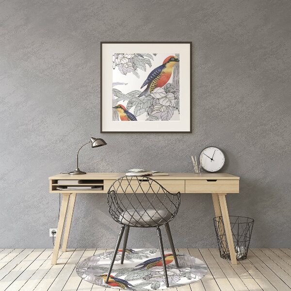 Office chair floor protector painted birds