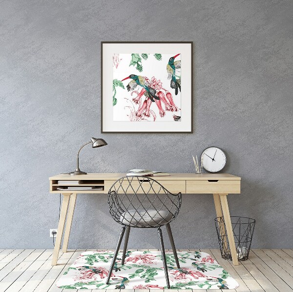 Desk chair mat Herbs and Birds