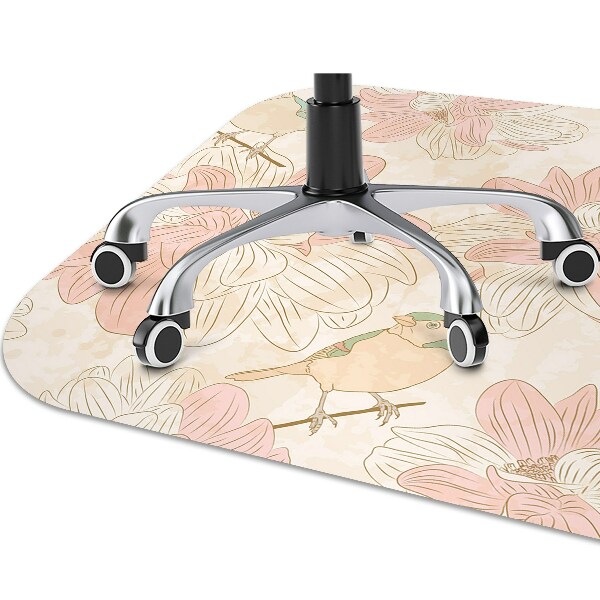 Computer chair mat beige birds