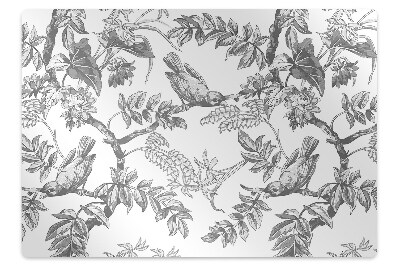 Desk chair mat gray birds