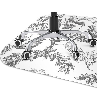 Desk chair mat gray birds