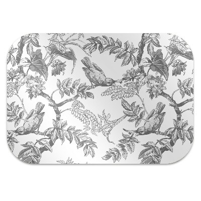 Desk chair mat gray birds