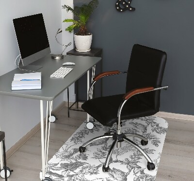 Desk chair mat gray birds