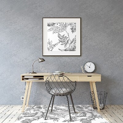 Desk chair mat gray birds