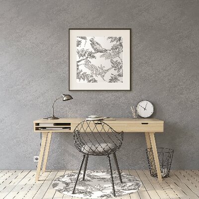 Desk chair mat gray birds