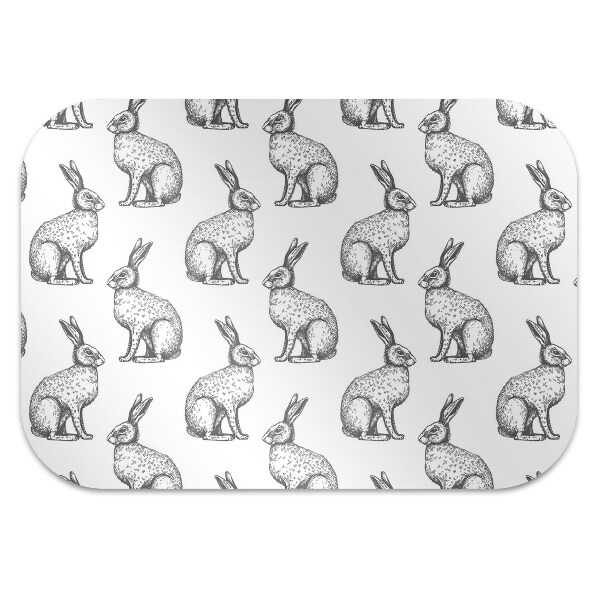 Desk chair mat white rabbits