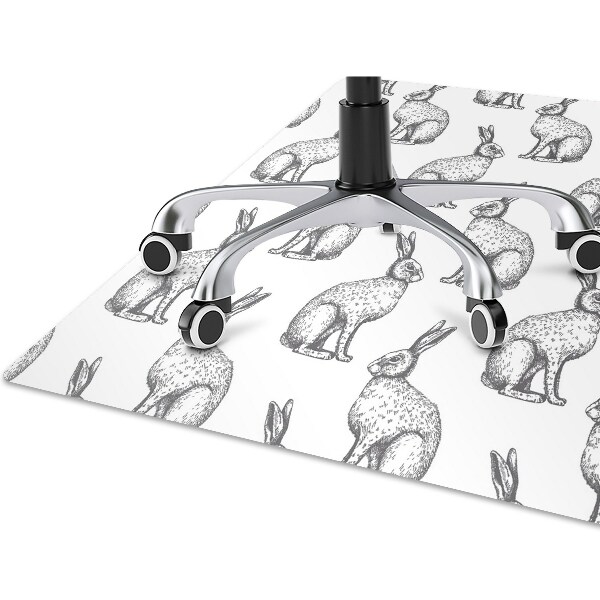 Desk chair mat white rabbits