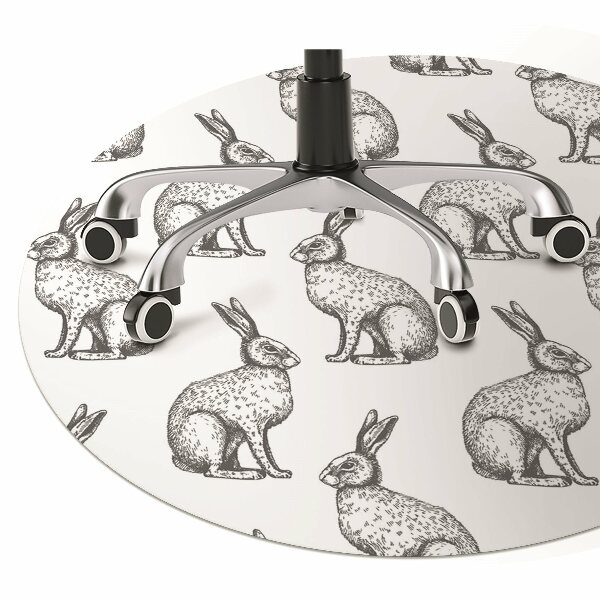 Desk chair mat white rabbits