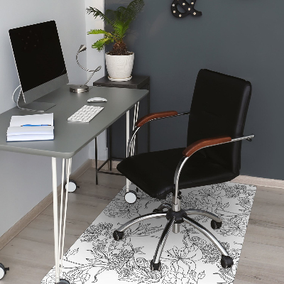 Chair mat Black and white flowers