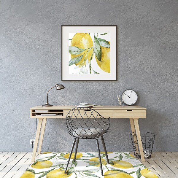 Chair mat floor panels protector painted lemon