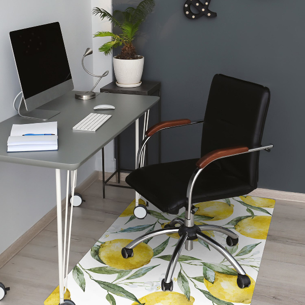 Chair mat floor panels protector painted lemon
