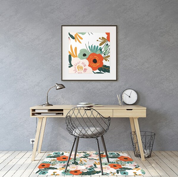 Office chair mat Colorful flowers