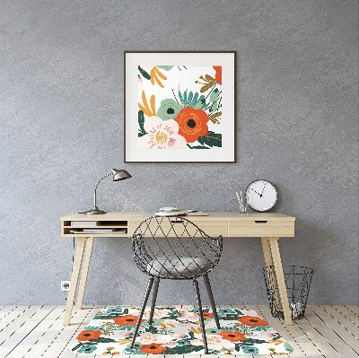 Office chair mat Colorful flowers