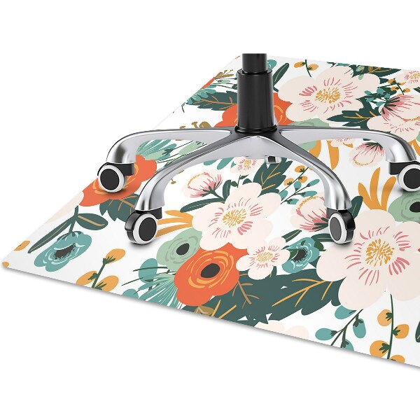 Office chair mat Colorful flowers