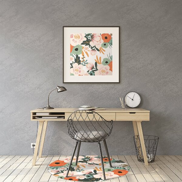 Office chair mat Colorful flowers