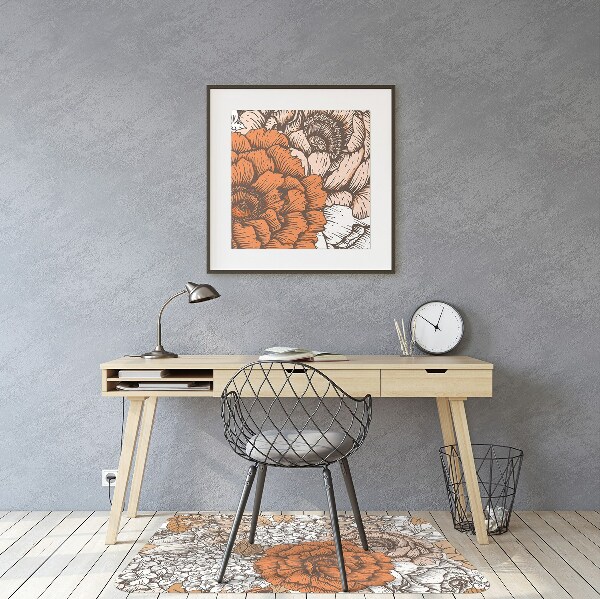 Office chair mat orange roses