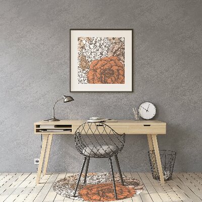 Office chair mat orange roses