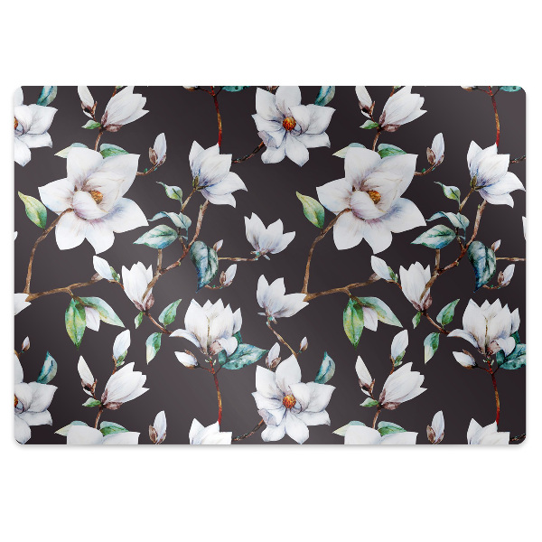 Office chair mat painted flowers