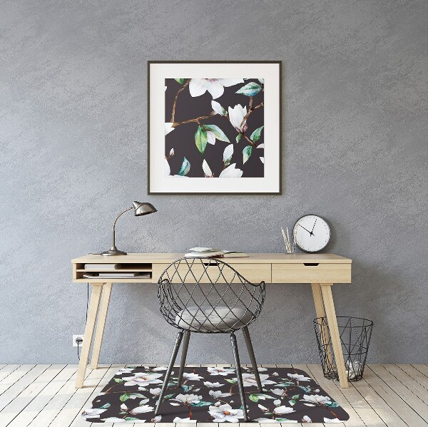 Office chair mat painted flowers