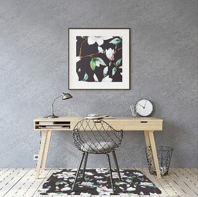 Office chair mat painted flowers