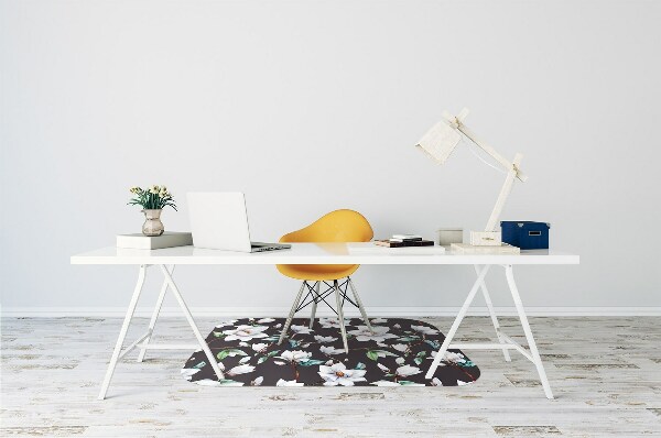 Office chair mat painted flowers