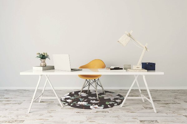 Office chair mat painted flowers