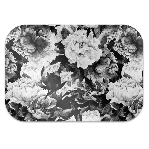 Desk chair mat black roses