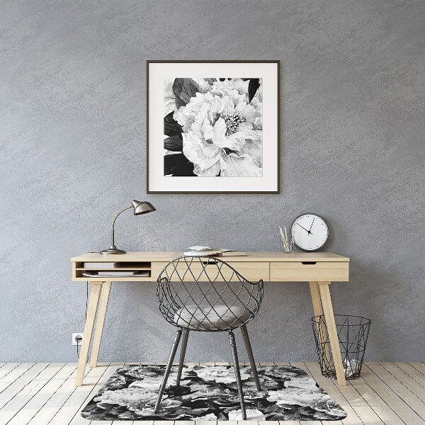 Desk chair mat black roses