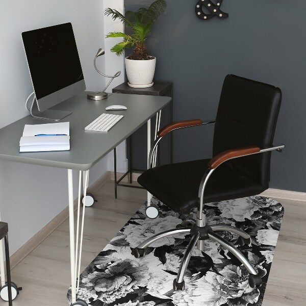 Desk chair mat black roses