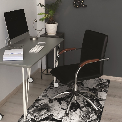 Desk chair mat black roses